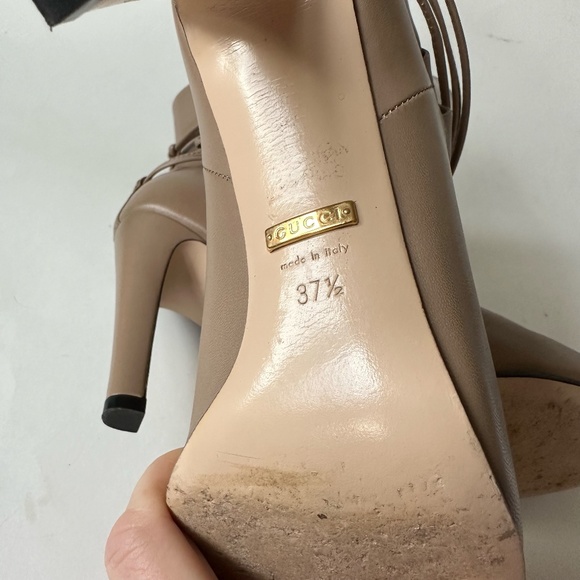 Gucci Nude Leather Ankle Boots - Picture 9 of 9
